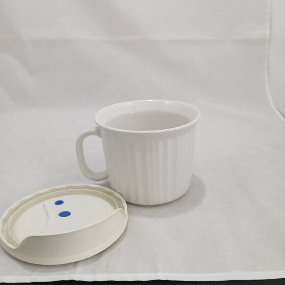CorningWare Colours 20 oz Soup Bowl Mug French White w/Lid Stoneware - Picture 2 of 5